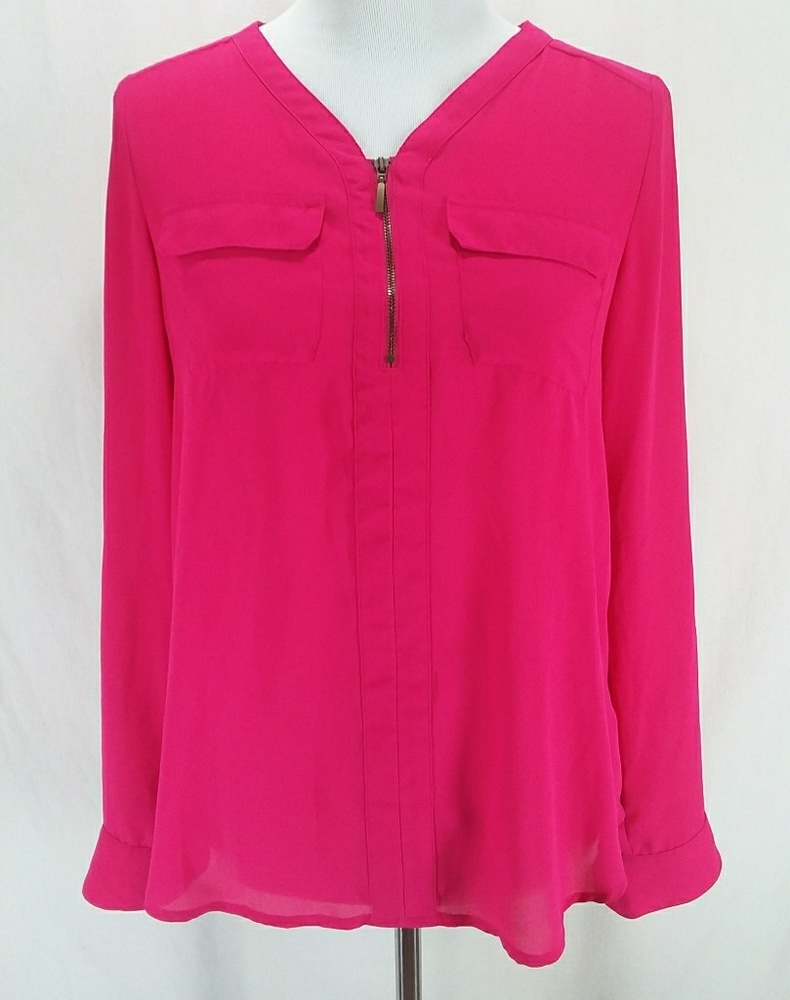 Maurices Size Small Pink Blouse Zipper Front Top